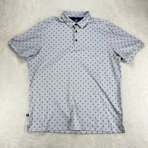 Mizzen+Main Polo Shirt Mens Large Gray Short Sleeve Performance Micro Dot Golf